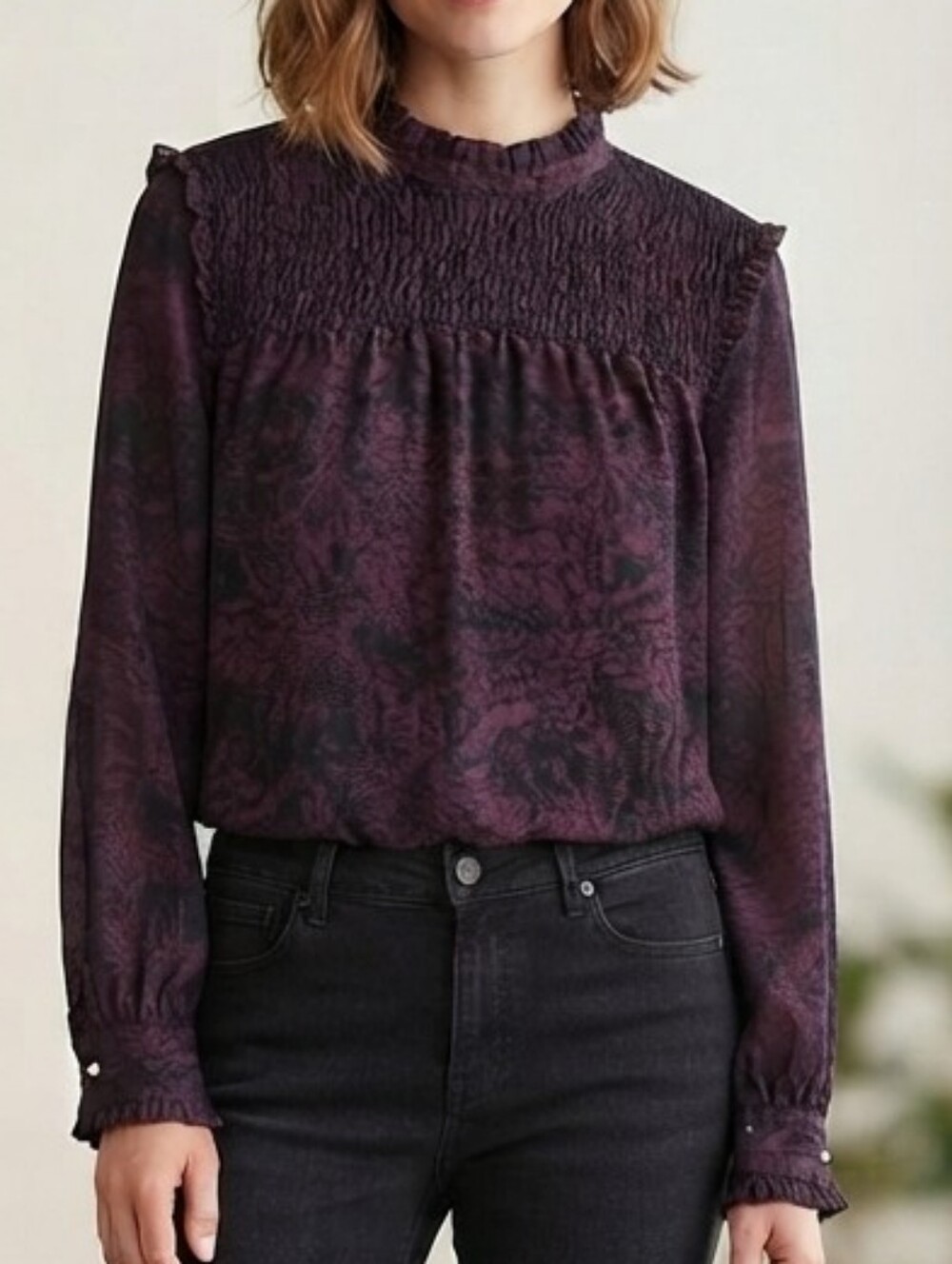 NEVER WORN Who What Wear Burgundy Mocked Semi-Sheer Blouse Top Sz Size XL